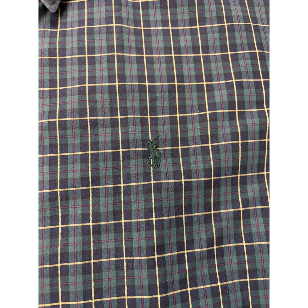 Ralph Lauren Shirt Mens XXL Custom Fit Plaid Long Sleeve Button Down Dark Green